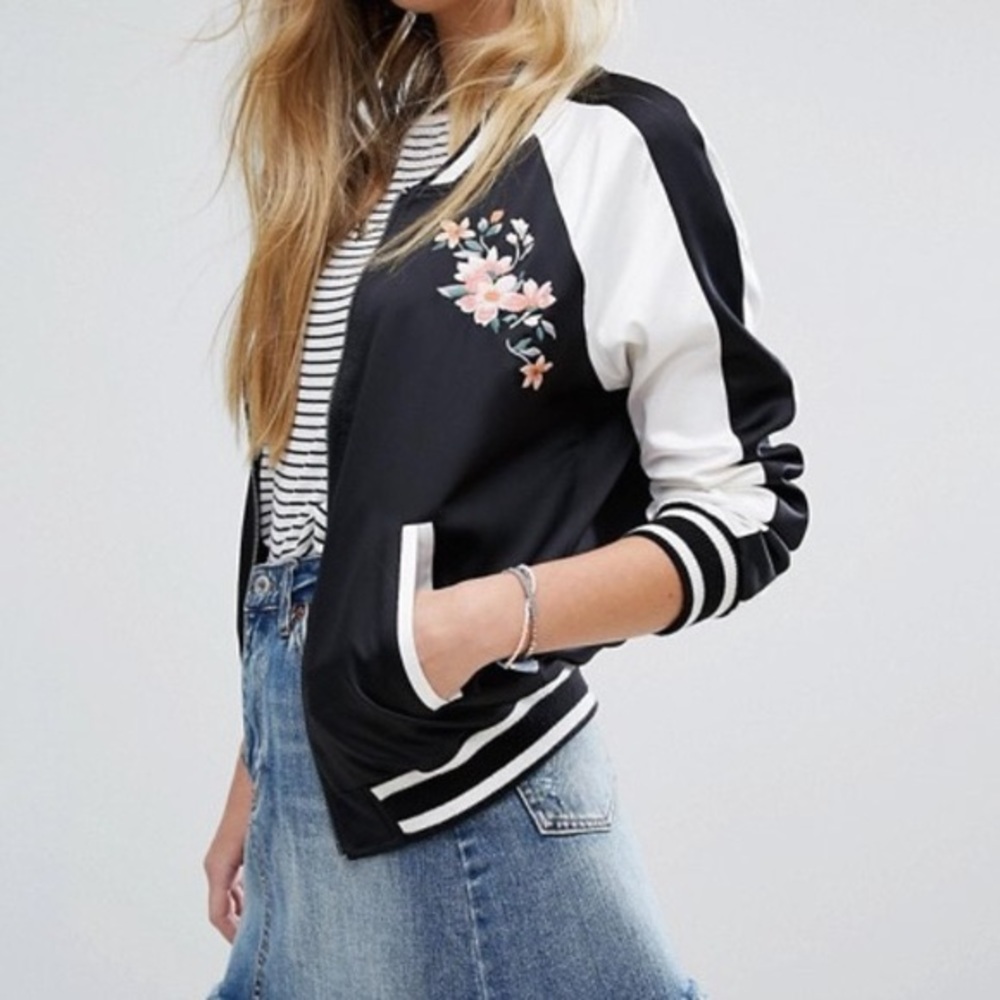 Hollister Reversible Jacket with Floral Embroidery
